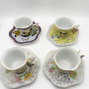 Formalities by Baum Bros Mini Cup and Saucer 4 Set Butterflies